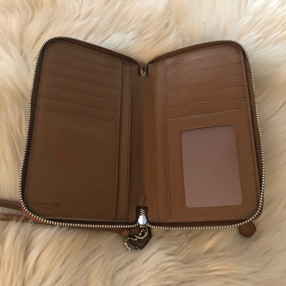 Coach zip around wallet wristlet with phone pocket